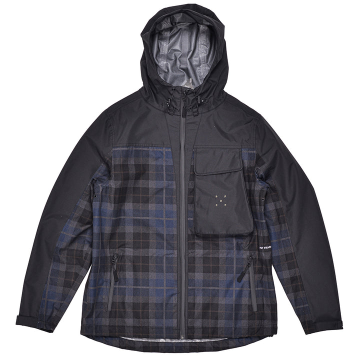 Pop Trading Company - Big Pocket Hooded Jacket (Black/Navy Check)