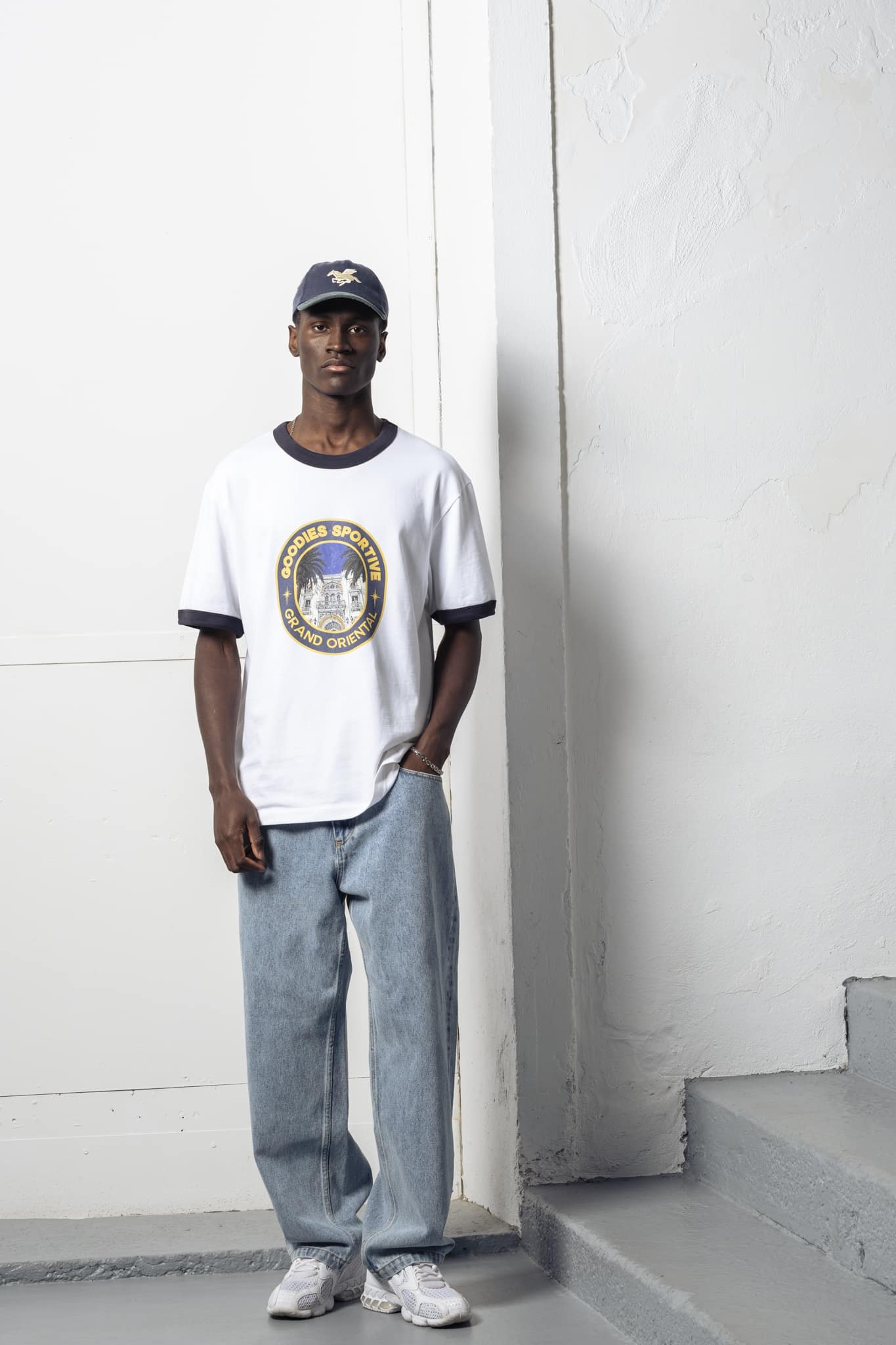 Goodies Sportive - Grand Oriental Ringer Tee (White/Navy)