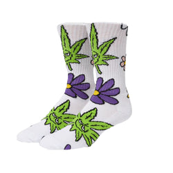 HUF - Green Buddy Blossom Sock (White)