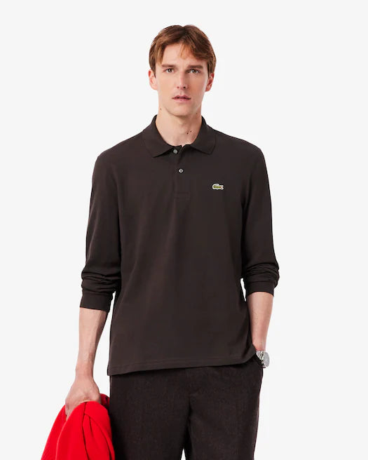Lacoste - Long Sleeved Ribbed Collar Shirt (Brown)