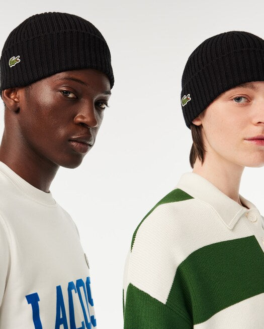 Lacoste - Rib Knit Brushed Wool Beanie (Black)