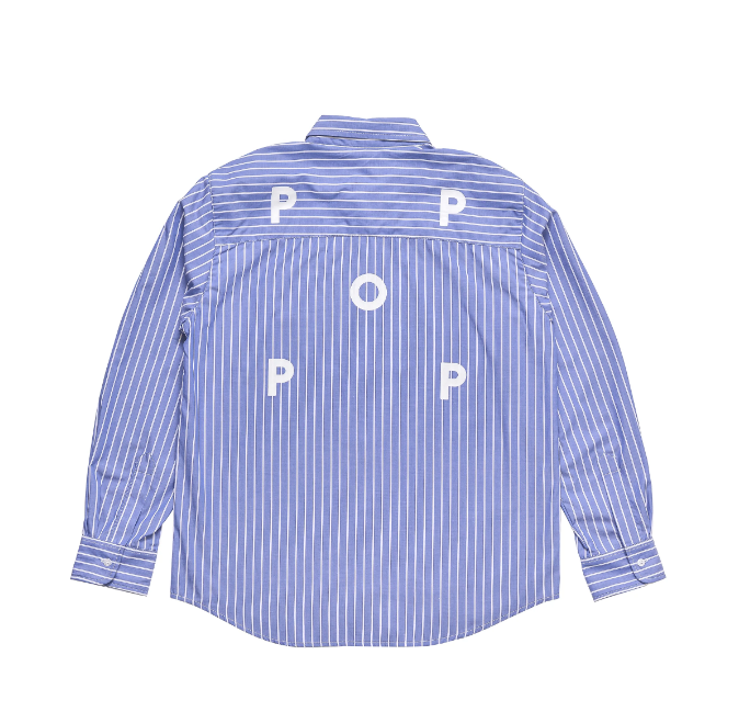 Pop Trading Company - Logo Striped Shirt (Blue)