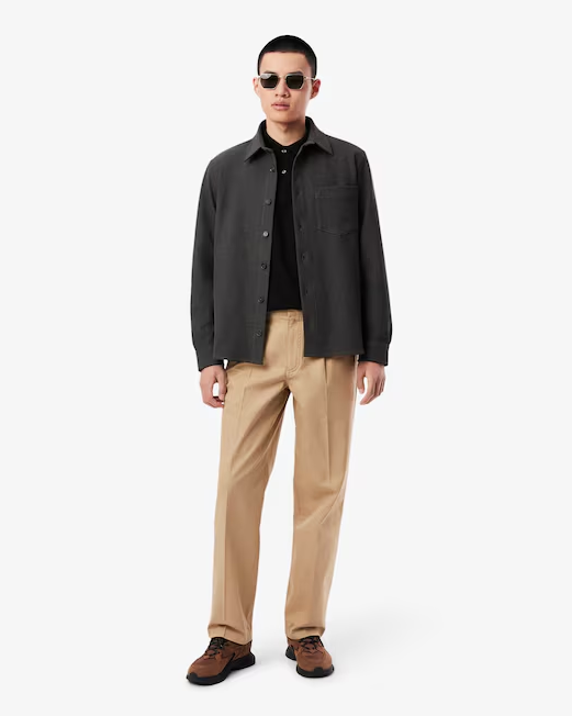 Lacoste - Short Sleeved Ribbed Collar Shirt (Black)