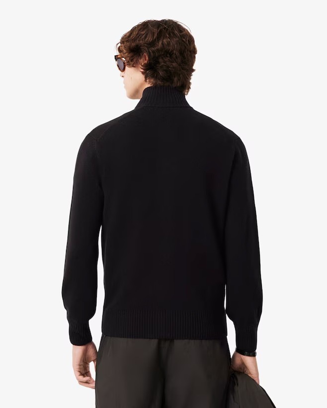 Lacoste - Carded Wool Zipped Sweater (Black)