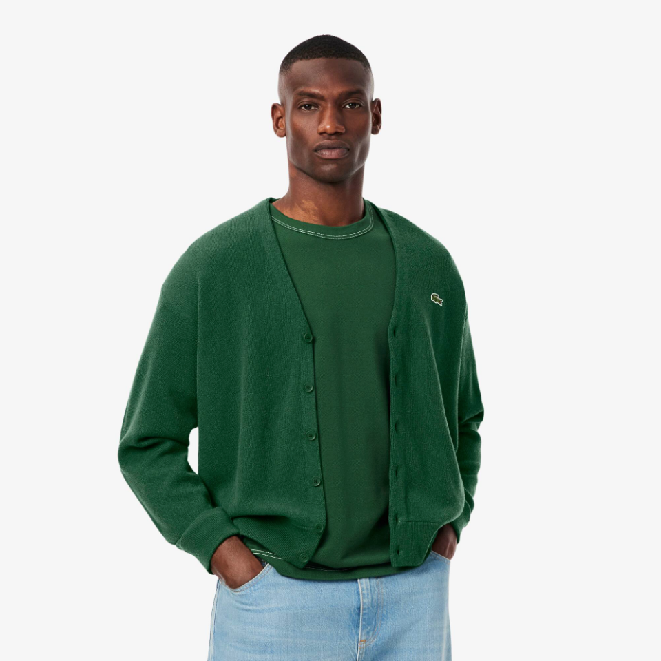 Lacoste - Men's Relaxed Fit Wool Cardigan (Green)