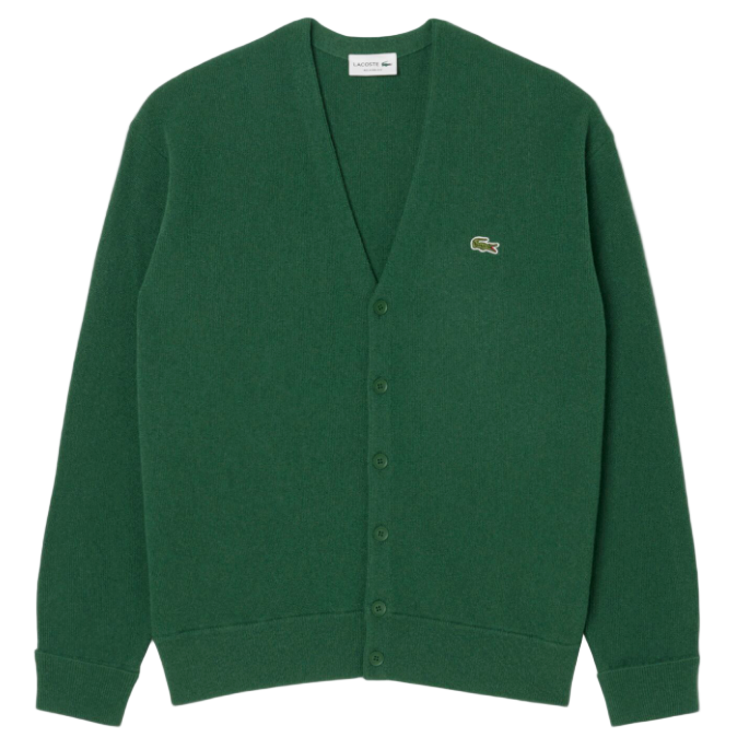 Lacoste - Men's Relaxed Fit Wool Cardigan (Green)