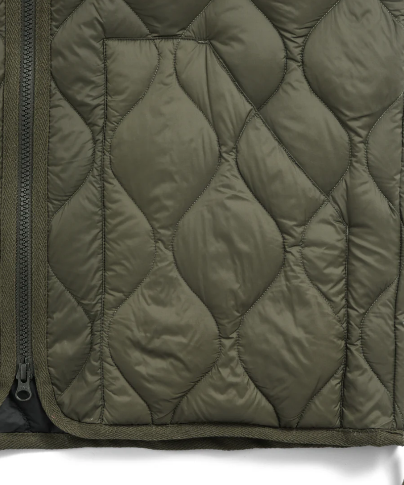 TAION - Unisex Military Hi-Neck W-Zip Down Vest (Soft Shell) (Olive)