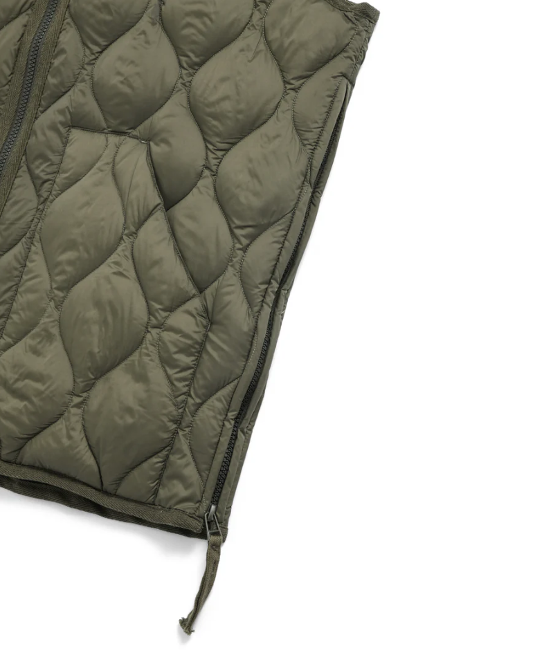 TAION - Unisex Military Hi-Neck W-Zip Down Vest (Soft Shell) (Olive)