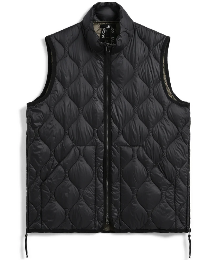 TAION - Unisex Military Hi-Neck W-Zip Down Vest (Soft Shell) (Black)