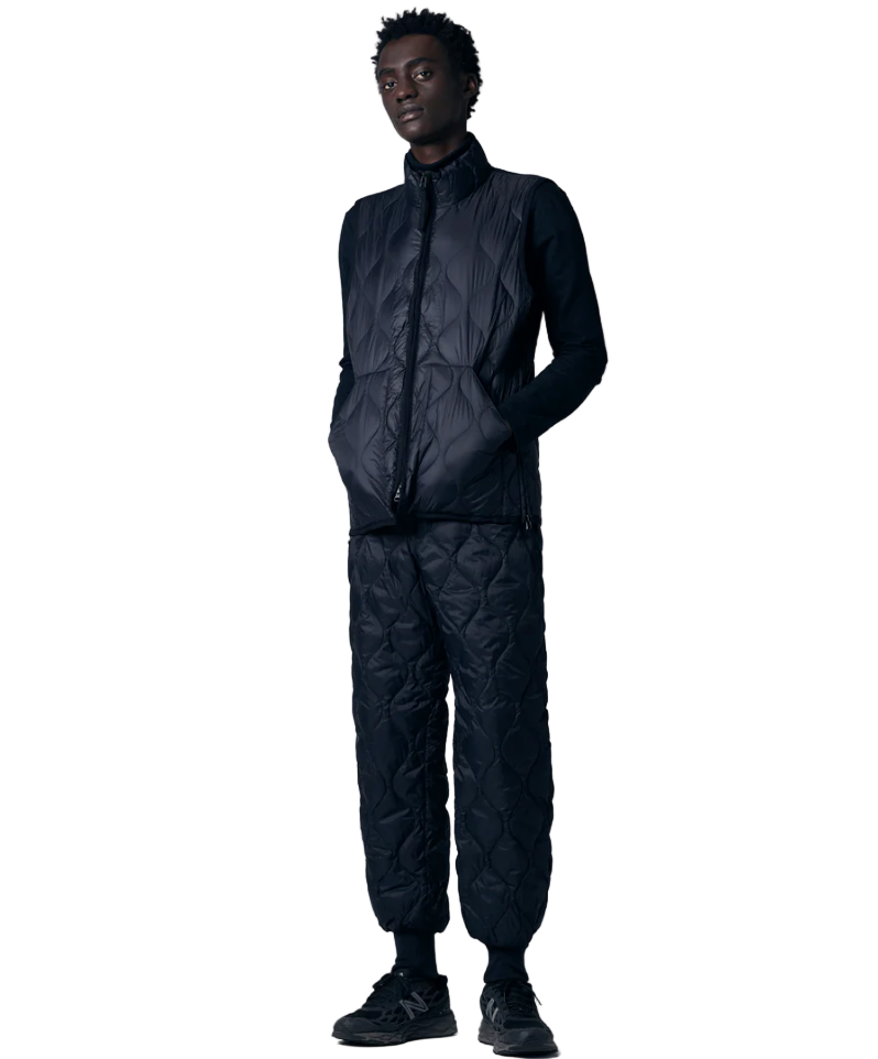 TAION - Unisex Military Hi-Neck W-Zip Down Vest (Soft Shell) (Black)