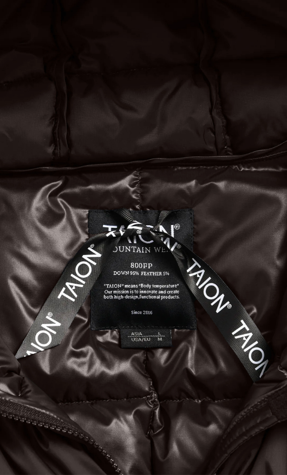 TAION - Unisex Mountain Packable Volume Down Hooded Jacket (D. Choco)