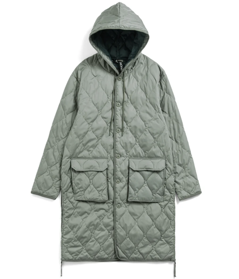 TAION - Unisex Military Hood Long Down Coat (Hard Shell) (D. Sage Green)