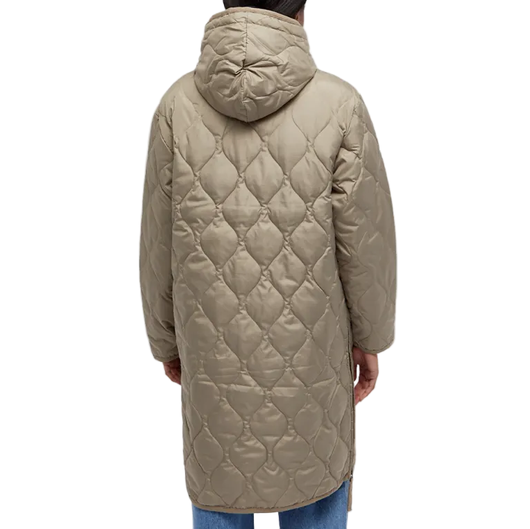 TAION - Unisex Military Hood Long Down Coat (Hard Shell) (L. Mocha)