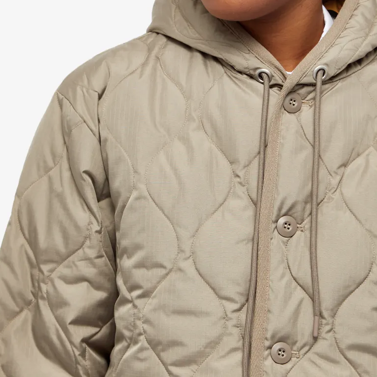 TAION - Unisex Military Hood Long Down Coat (Hard Shell) (L. Mocha)