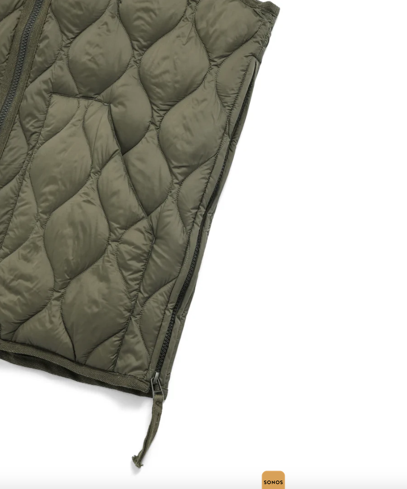 TAION - Unisex Military V-Neck W-Zip Down Vest (Soft Shell) (Olive)