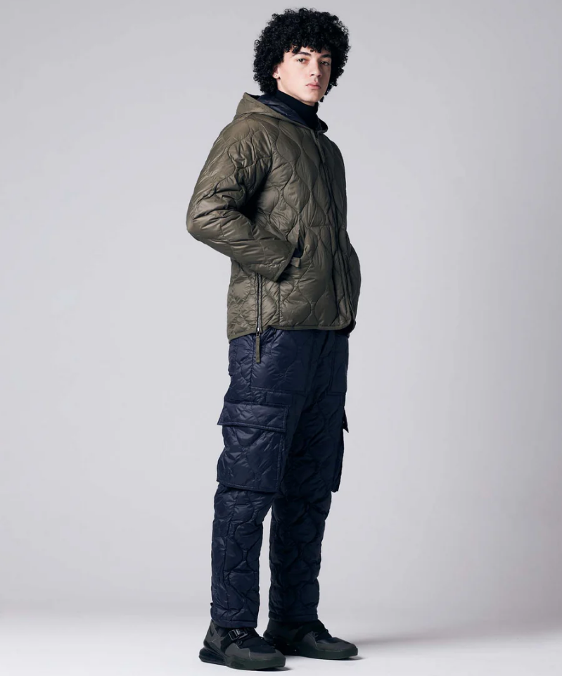 TAION - Unisex Military Hood W-Zip Down Jacket (Soft Shell) (Olive)