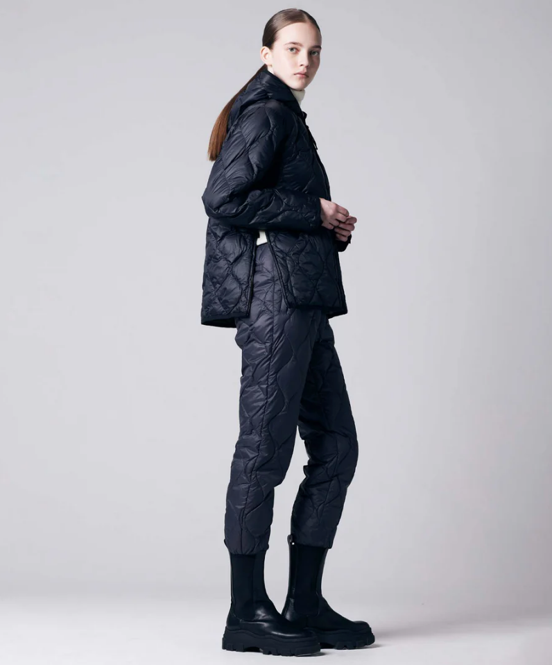 TAION - Unisex Military Hood W-Zip Down Jacket (Soft Shell) (Black)