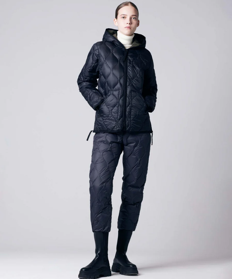 TAION - Unisex Military Hood W-Zip Down Jacket (Soft Shell) (Black)