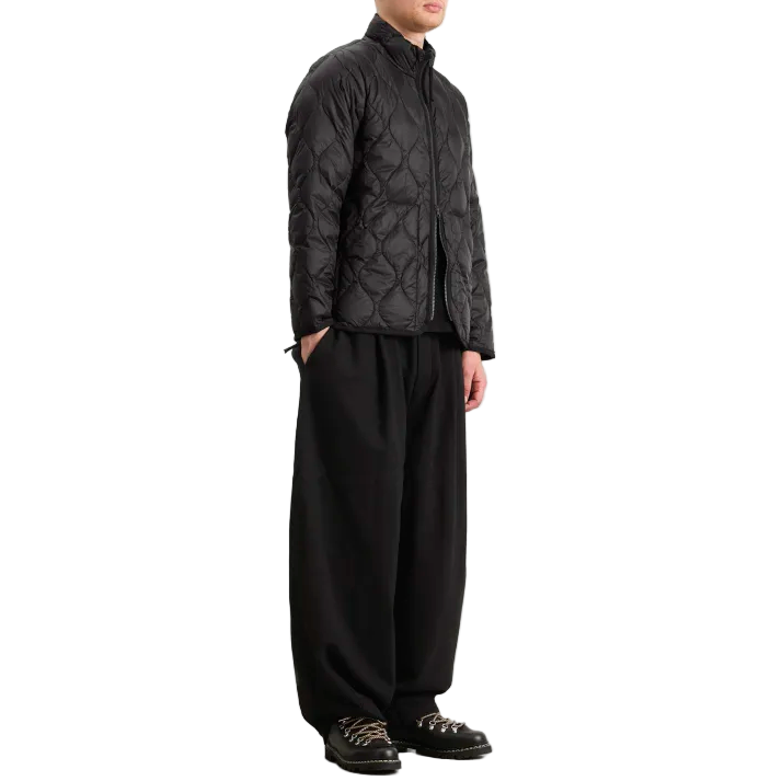 Taion - Unisex Military Hi-Neck Zip Softshell Down Jacket (Black)