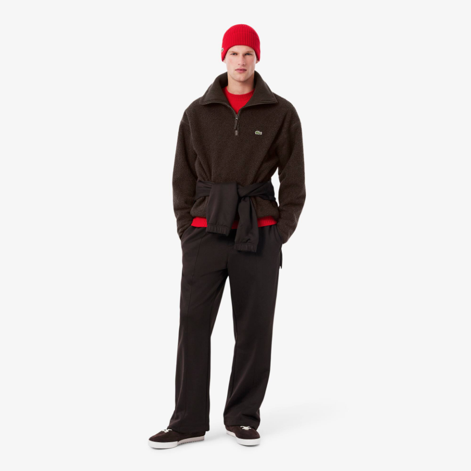 Lacoste - High Zipped Neck Polar Fleece Sweatshirt (Brown)