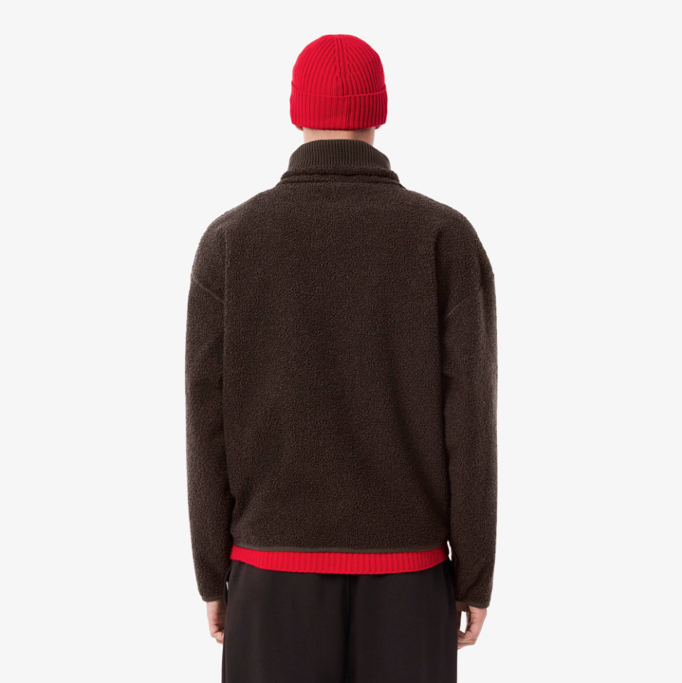 Lacoste - High Zipped Neck Polar Fleece Sweatshirt (Brown)
