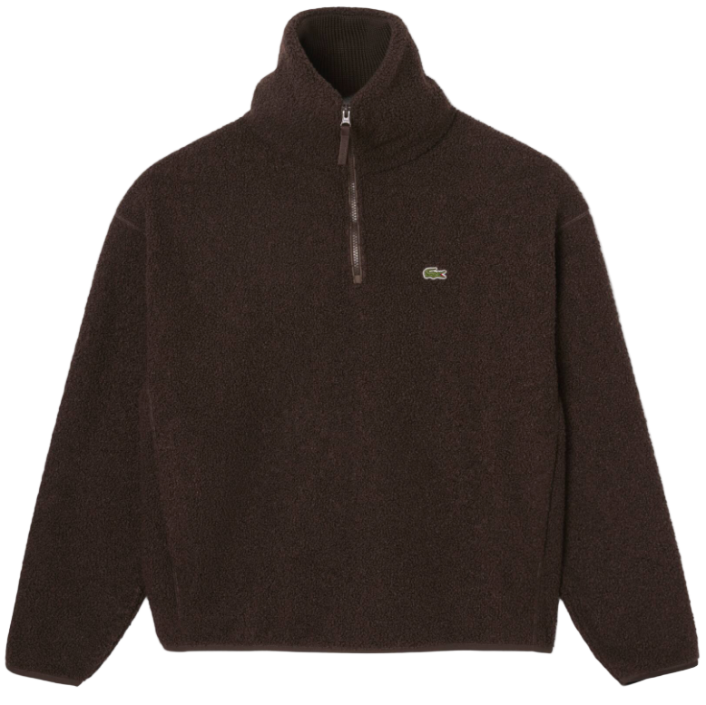 Lacoste - High Zipped Neck Polar Fleece Sweatshirt (Brown)