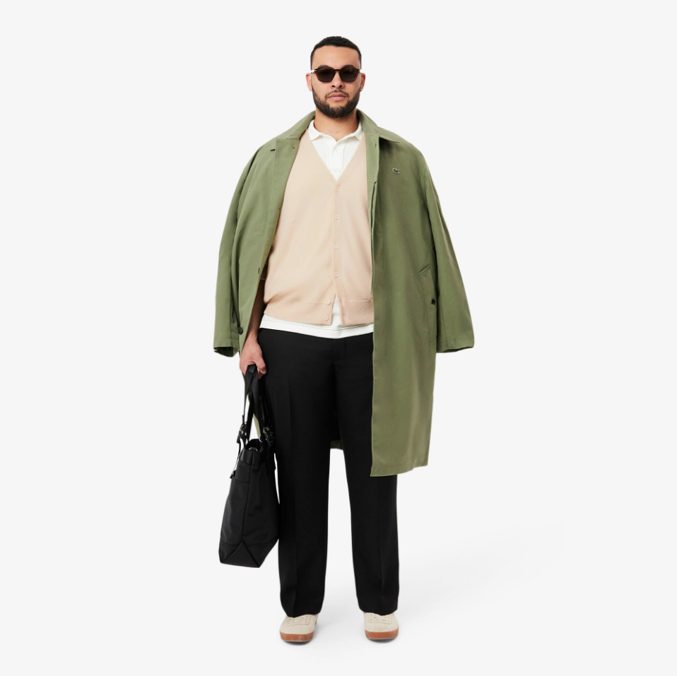 Lacoste - Relaxed Fit Carded Wool Cardigan (Ecru White)