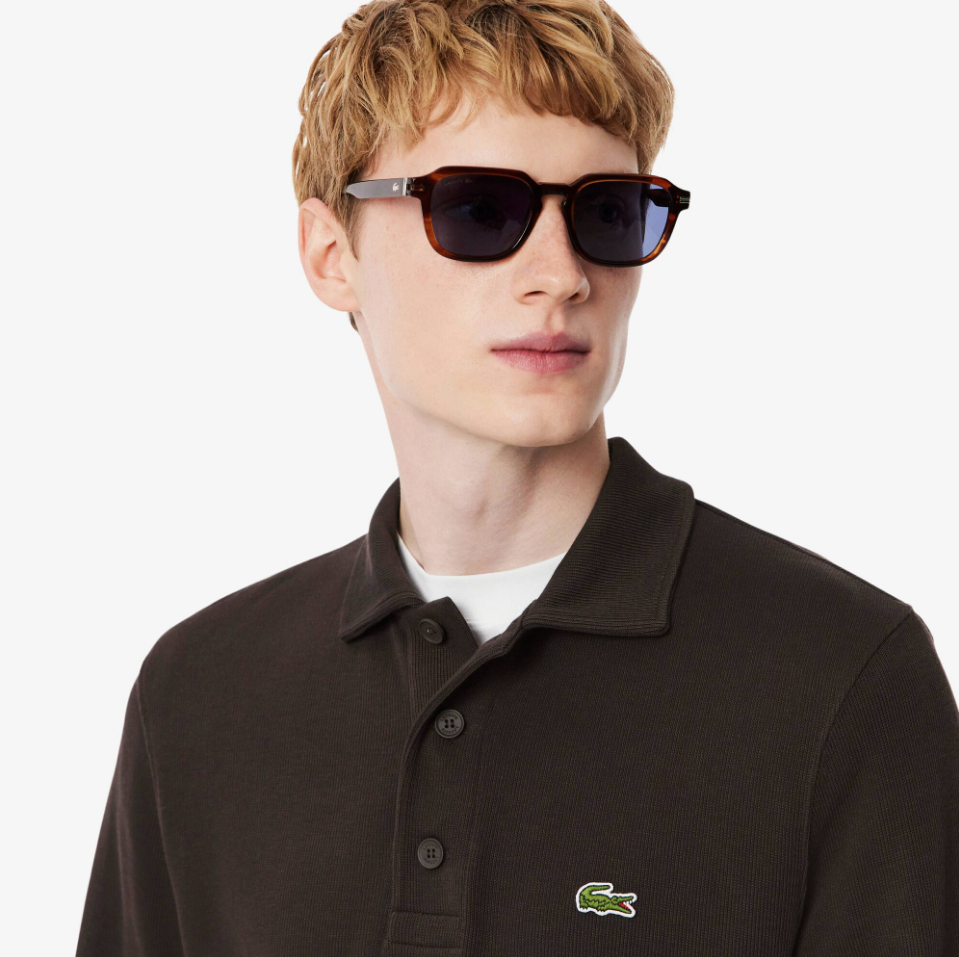 Lacoste - Ribbed Cotton Polo Collar Sweatshirt (Brown)