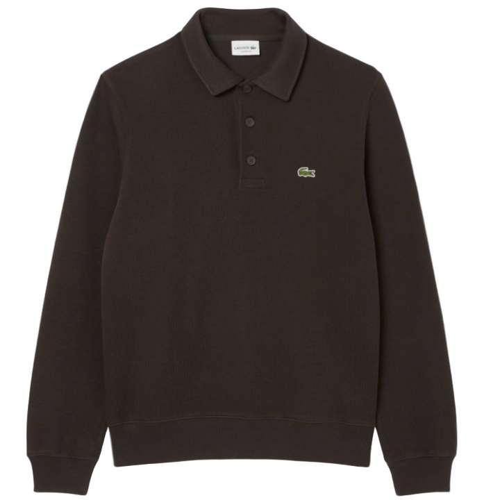 Lacoste - Ribbed Cotton Polo Collar Sweatshirt (Brown)