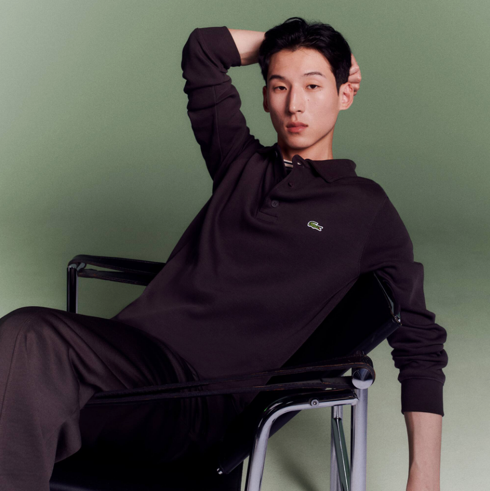 Lacoste - Ribbed Cotton Polo Collar Sweatshirt (Brown)