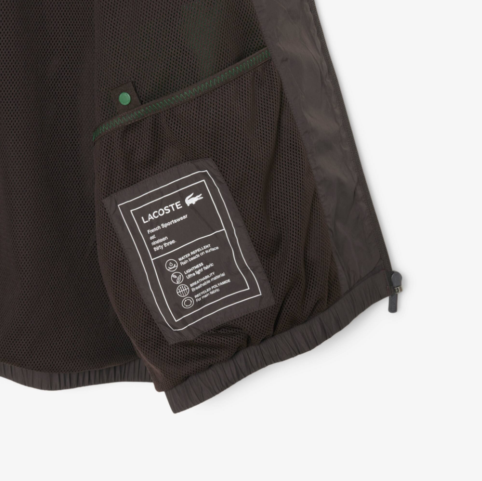 Lacoste - Water-Repellent Hooded Track Jacket (Brown)