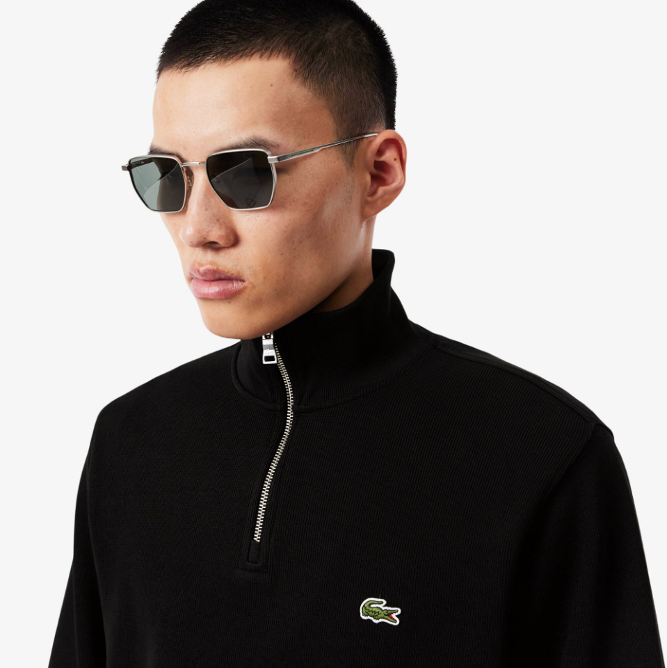 Lacoste - Zip-Up High Neck Interlock Sweatshirt (Black)