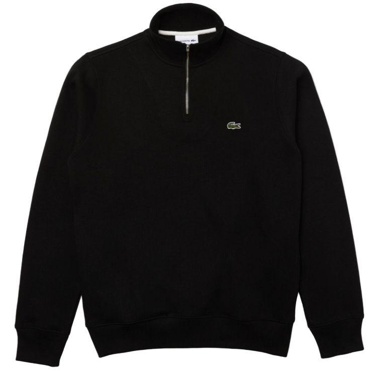 Lacoste - Zip-Up High Neck Interlock Sweatshirt (Black)