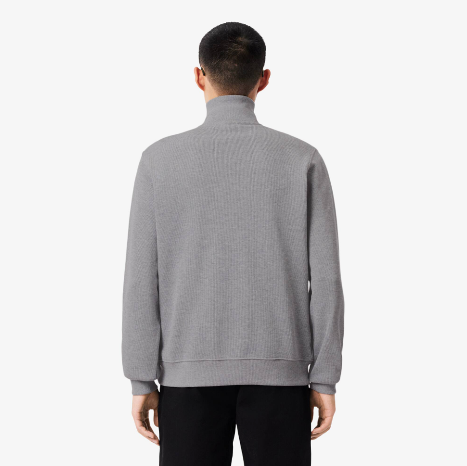 Lacoste - Zip-Up High Neck Interlock Sweatshirt (Light Heathered Grey)