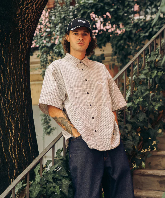 Xlarge - Check Double Sleeves Shirt (Beige)