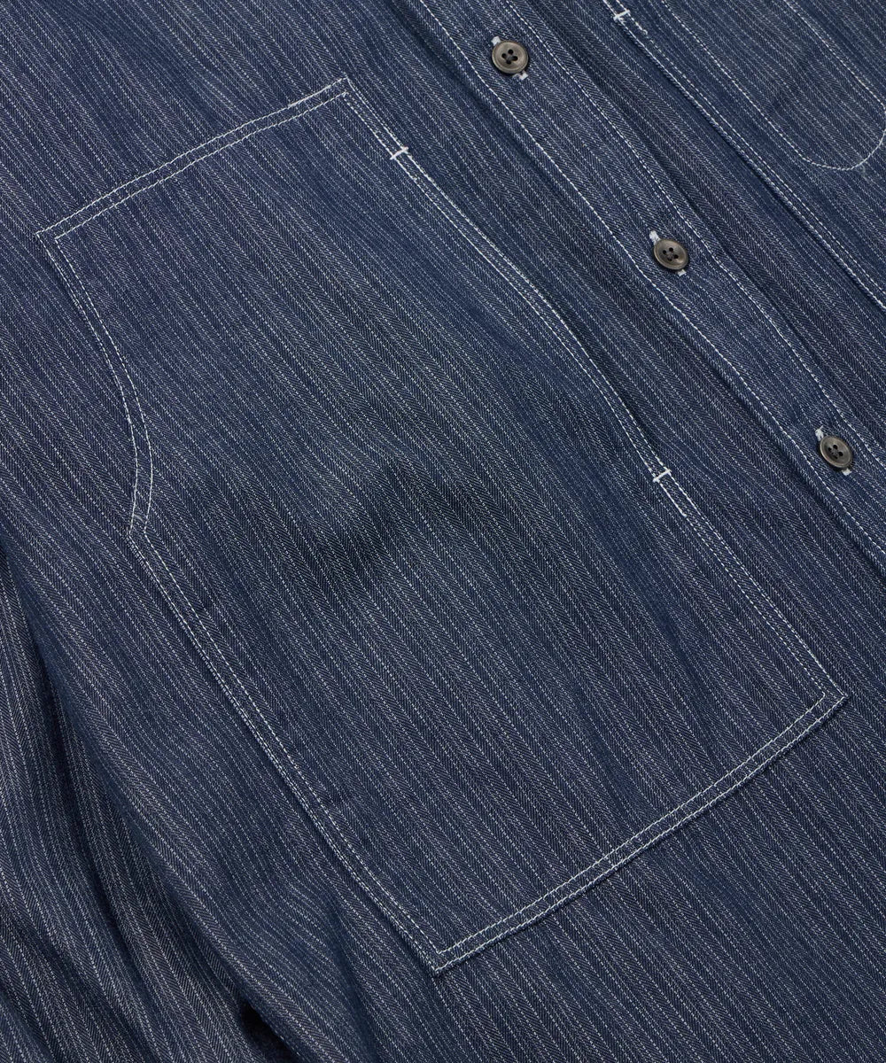 FrizmWORKS - Denim Carpenter Pocket Shirt (Indigo Stripe)