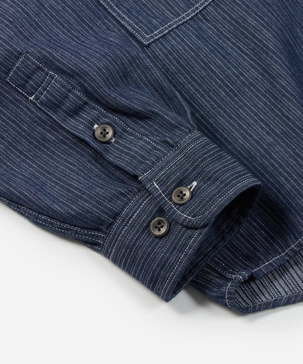 FrizmWORKS - Denim Carpenter Pocket Shirt (Indigo Stripe)