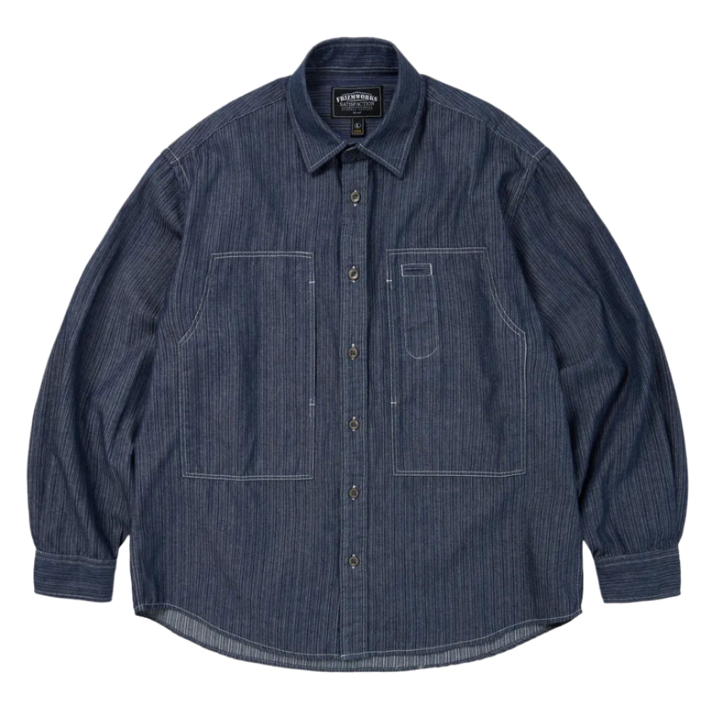 FrizmWORKS - Denim Carpenter Pocket Shirt (Indigo Stripe)