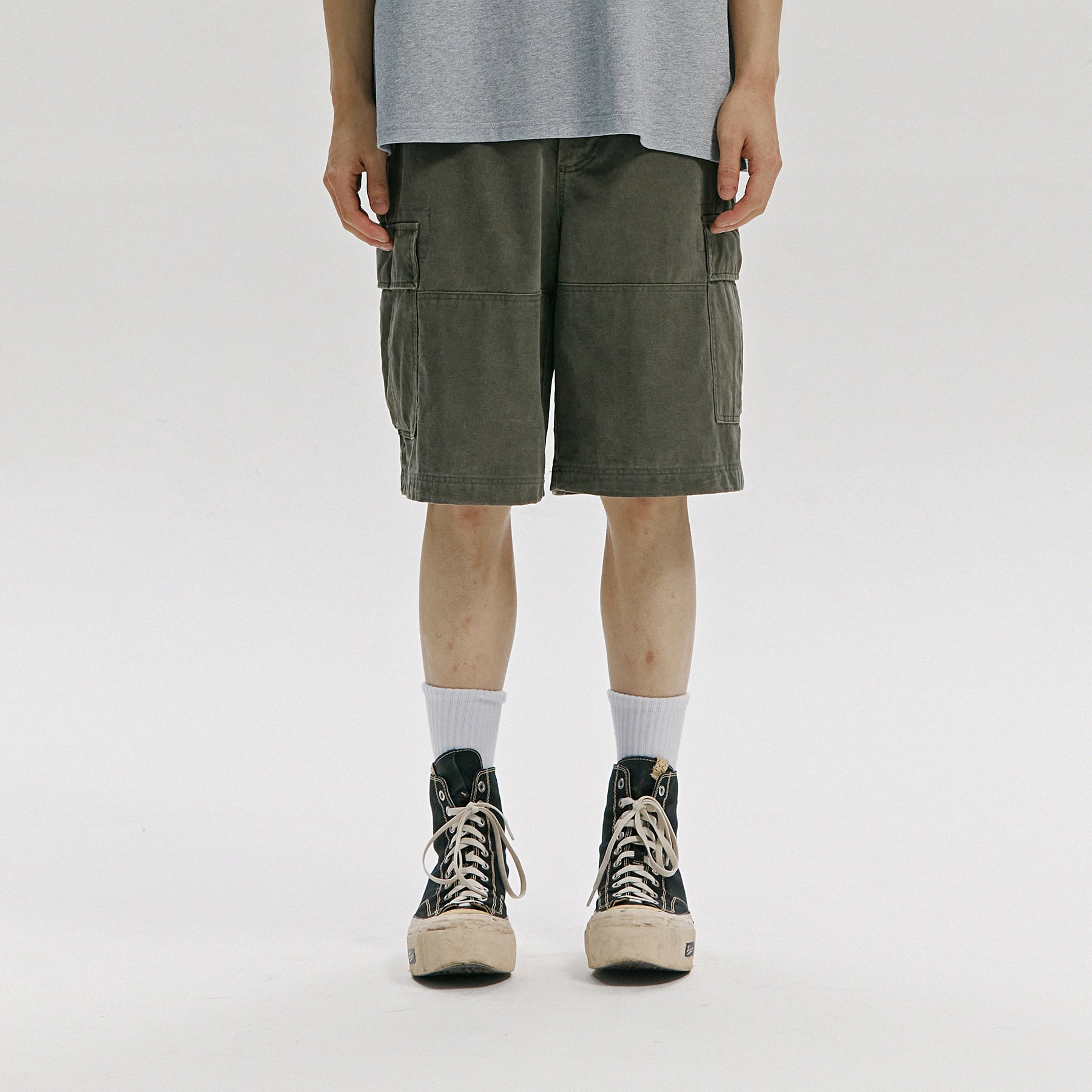 FrizmWORKS - Faded Cotton Cargo Shorts (Olive)