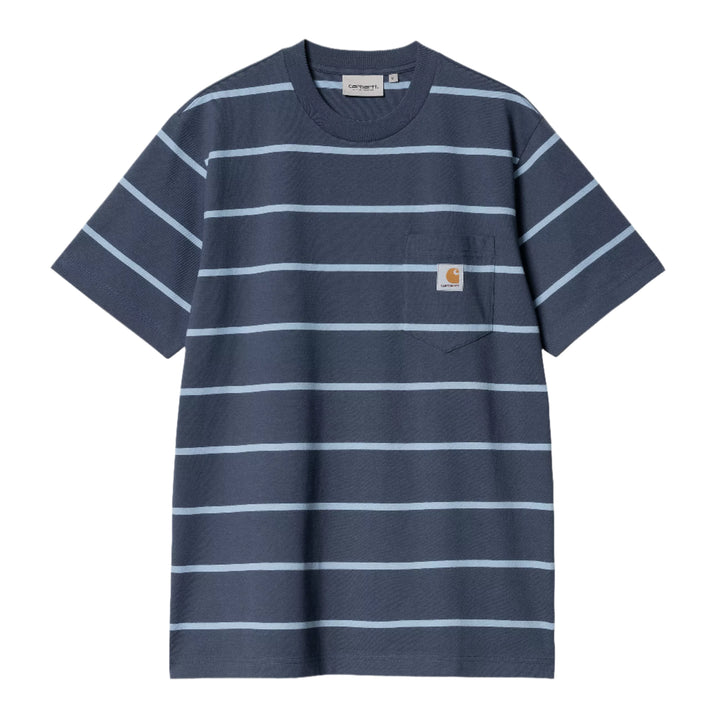Carhartt WIP - S/S Aiken Pocket T-Shirt (Aiken Stripe/Dusky Blue)