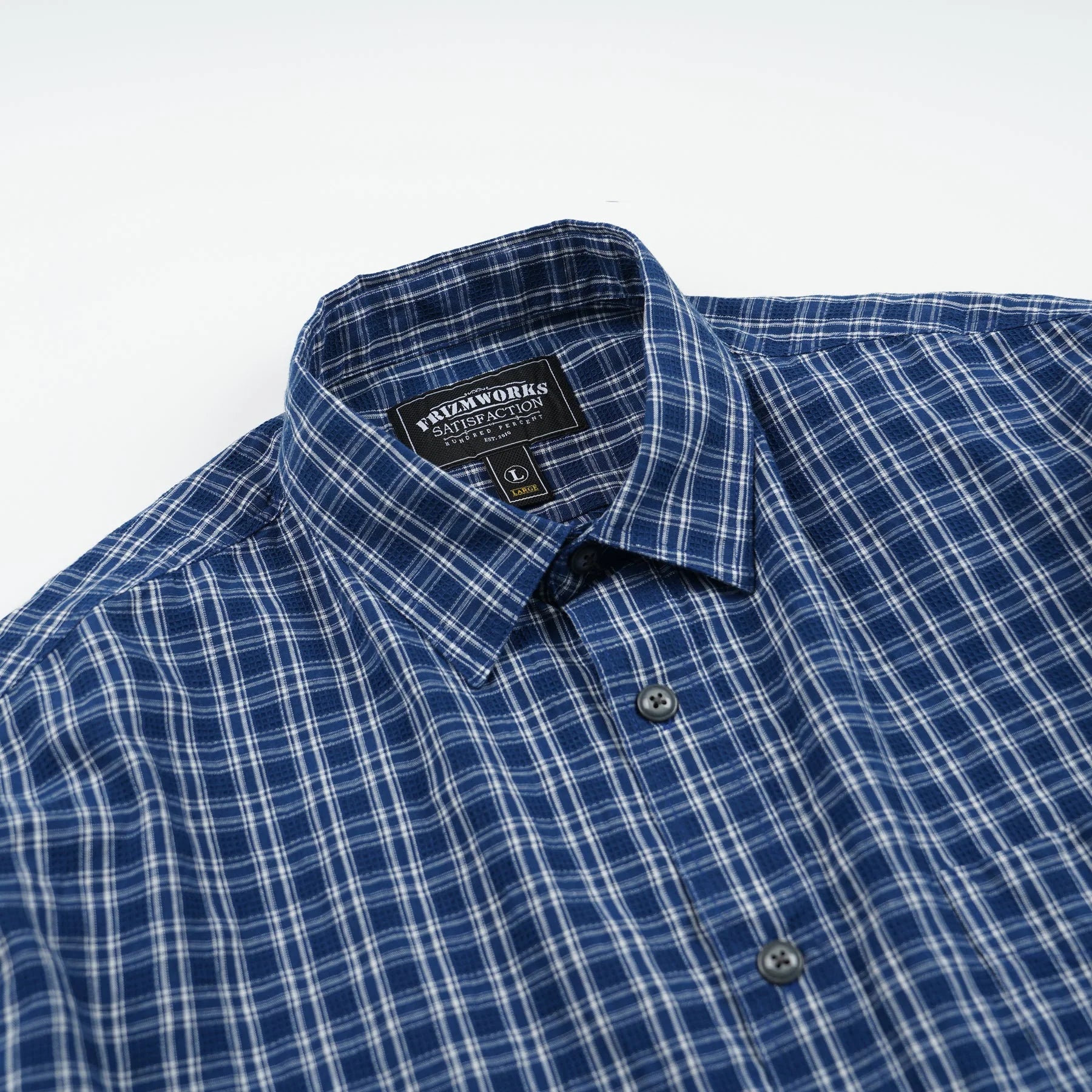 FrizmWORKS - Seersucker Checked Shirt (Blue)