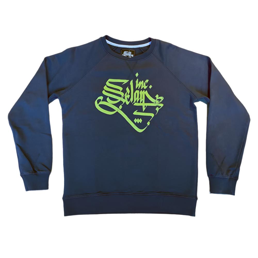 Selam Inc. - OG Raglan Crewneck Sweater (Blue/Acid Green)